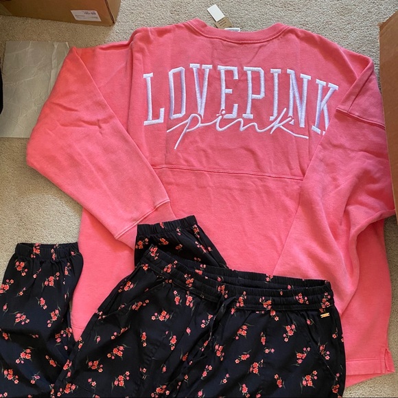Vs pink varsity crew woven lightweight jogger lg - Picture 10 of 14